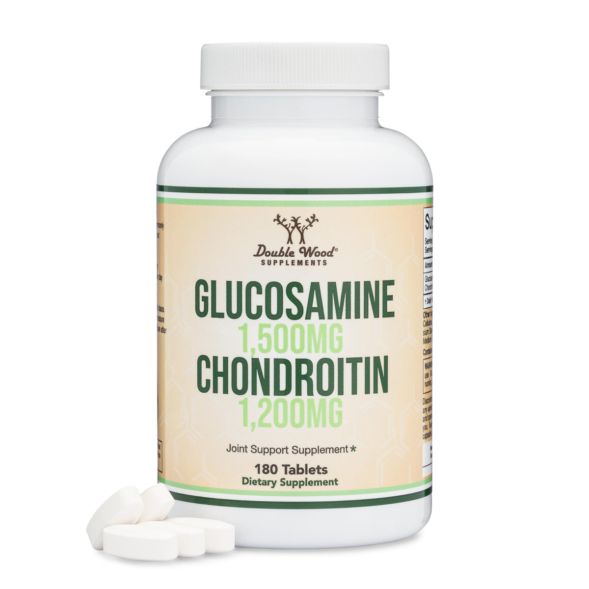 Double Wood Glucosamine Chondroitin Triple Strength bottle and the two-month supply supports convenient daily use