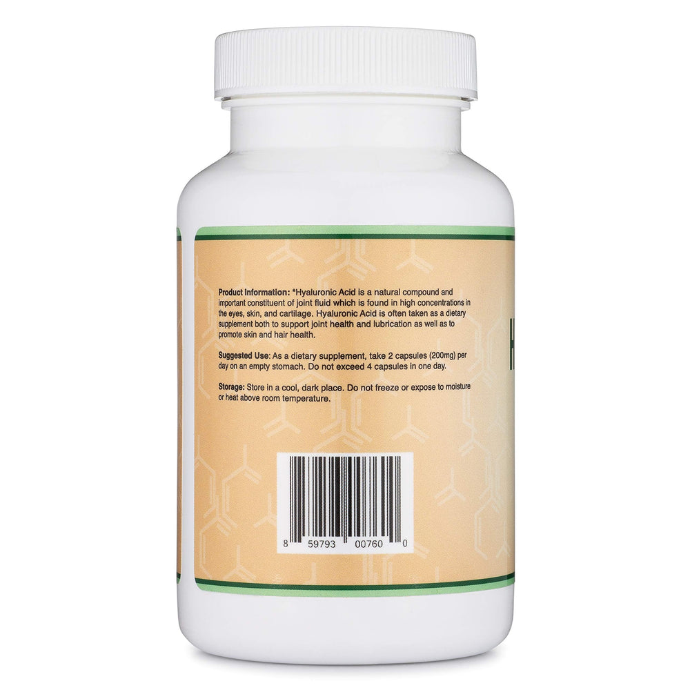Double Wood Hyaluronic Acid packaging emphasizing USA-made and gluten-free quality