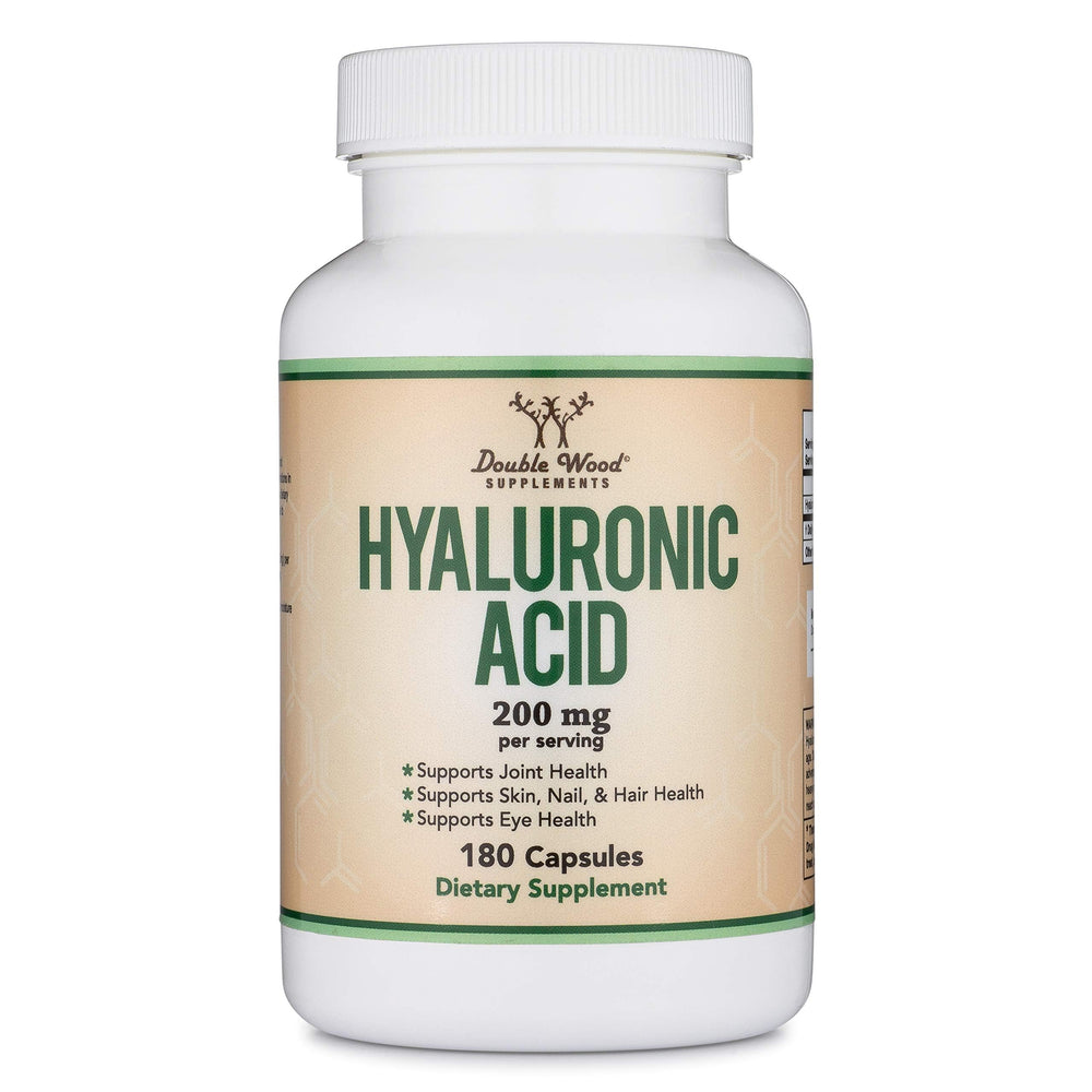 Lifestyle scene of morning routine with Double Wood Hyaluronic Acid supplement