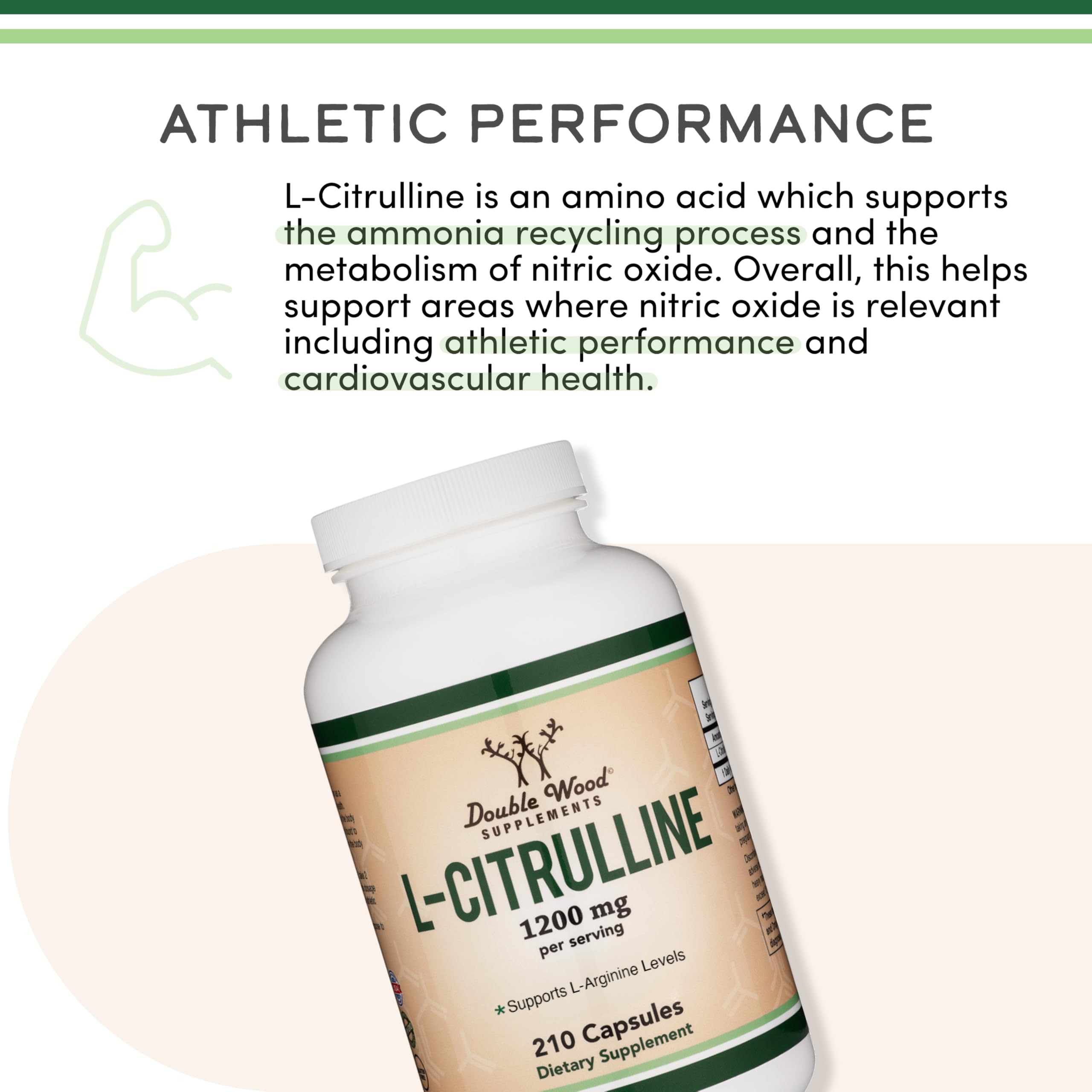 Close-up of the Double Wood L Citrulline bottle showing design and cap.