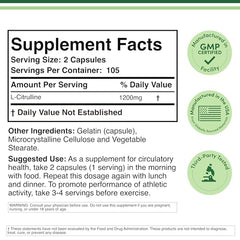Close look at the Double Wood L Citrulline label showing purity details.