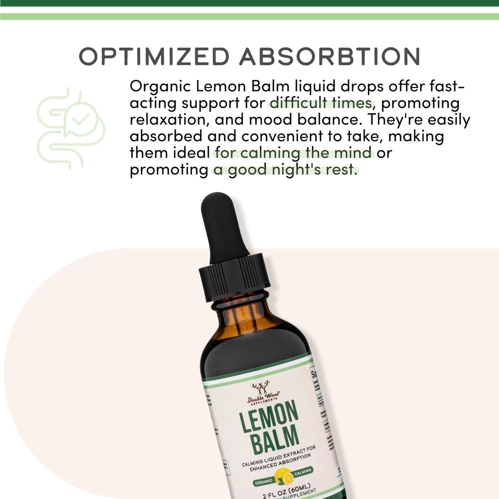Lemon balm tea mix with Double Wood tincture for enhanced aroma and flavor.
