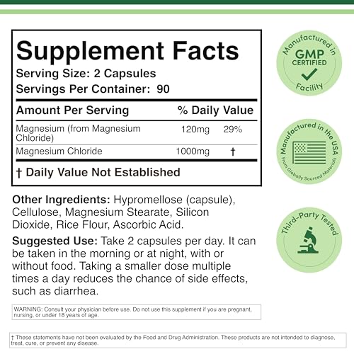 Double Wood Magnesium Chloride capsules highlighted for 1,000 mg per serving