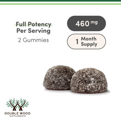Double Wood Magnesium Glycinate Gummies pour showcases convenient serving size for daily intake.