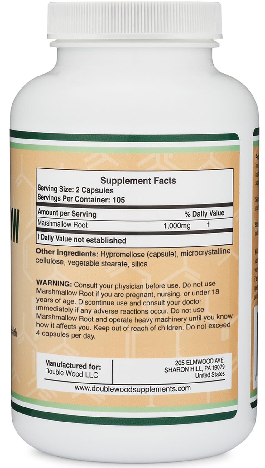 Double Wood Malvavisco Raíz: etiqueta clara y presentación fácil de usar