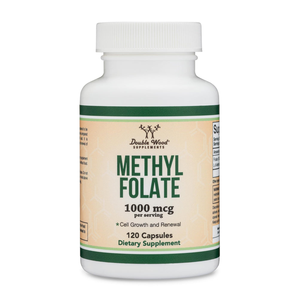 Double Wood Methylfolate third-party tested seal for transparency.
