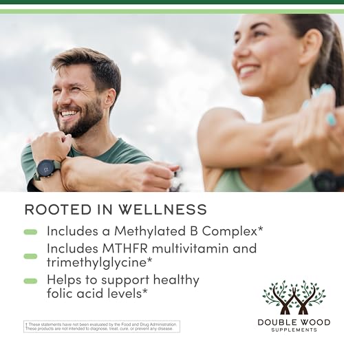 Double Wood Multivitamin non-GMO and gluten-free ingredients highlighted on label