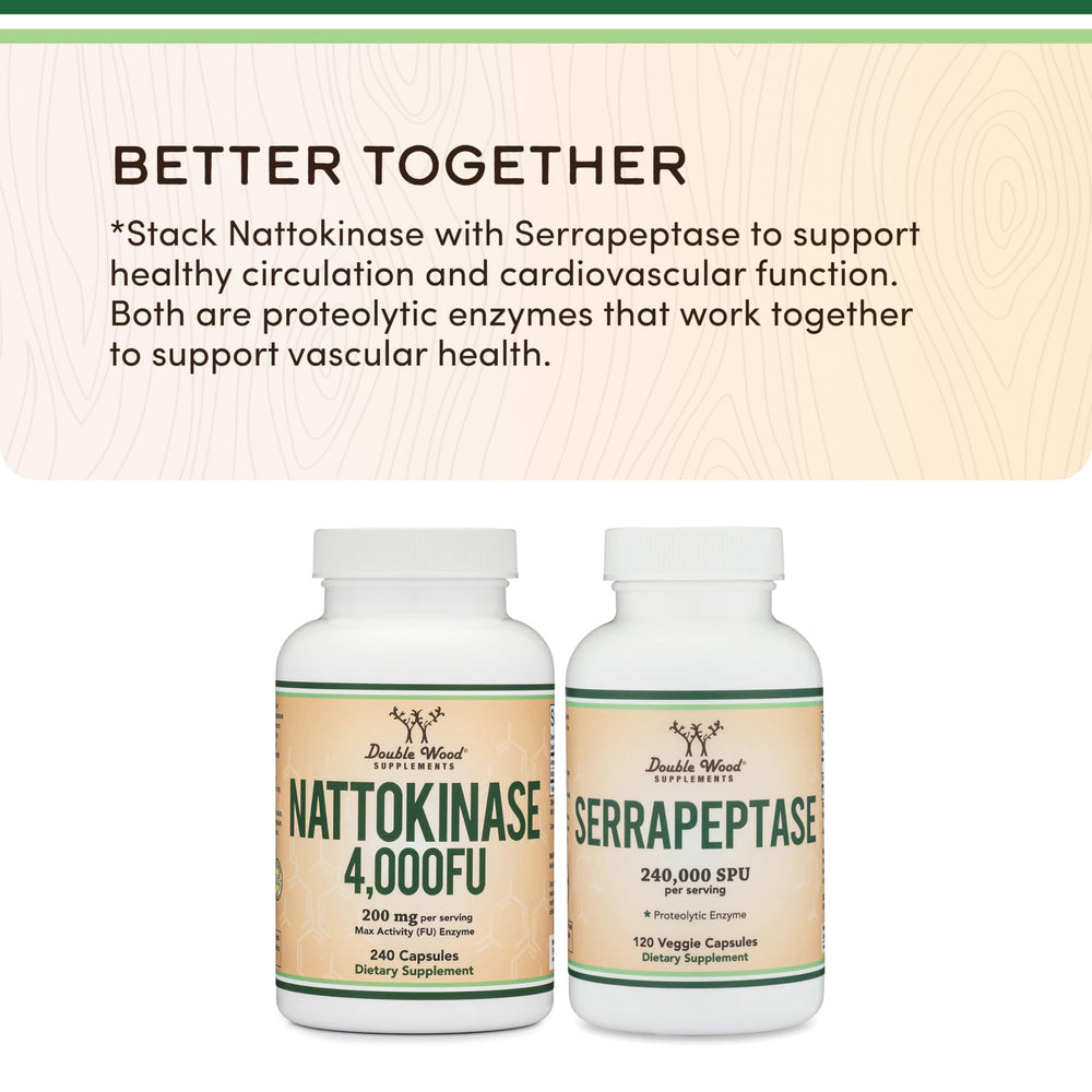 Double Wood Nattokinase product photographed to represent USA production.