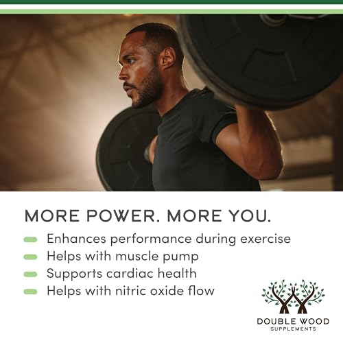 Double Wood Nitric Oxide bottle back panel lists ingredients and directions
