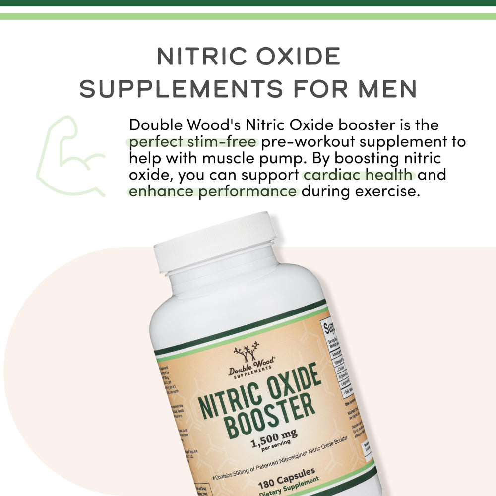Double Wood Nitric Oxide capsules in container showcase portable supplementation