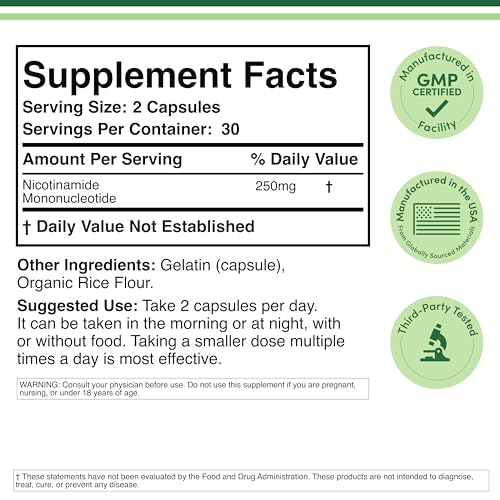 Double Wood NMN bottle label close-up with detailed product info.