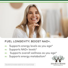 Double Wood NMN capsules pack-shot suitable for morning routines.