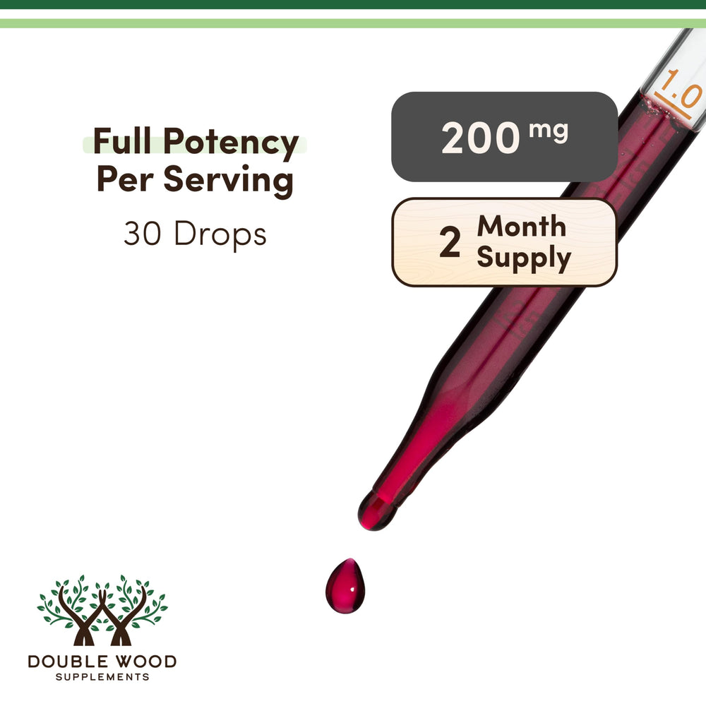 Boxed Double Wood Organic Elderberry Liquid packaging signaling quality.