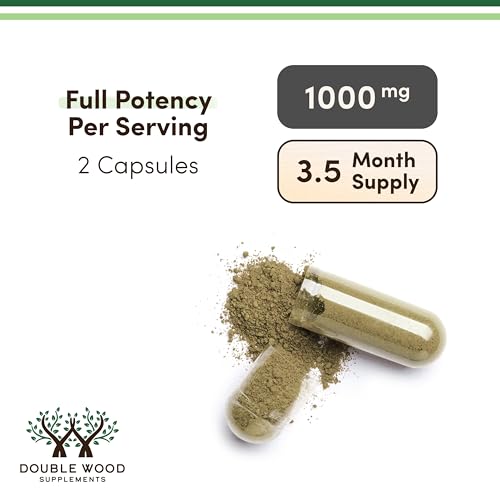 Double Wood moringa capsules closeup highlights antioxidant-rich greens for wellness