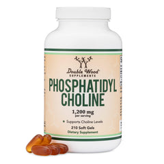 Double Wood Phosphatidylcholine bottle front with 210 softgels for cognitive support potential.