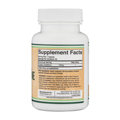 Double Wood S-Acetyl L-Glutathione capsules spilling from bottle for easy daily intake