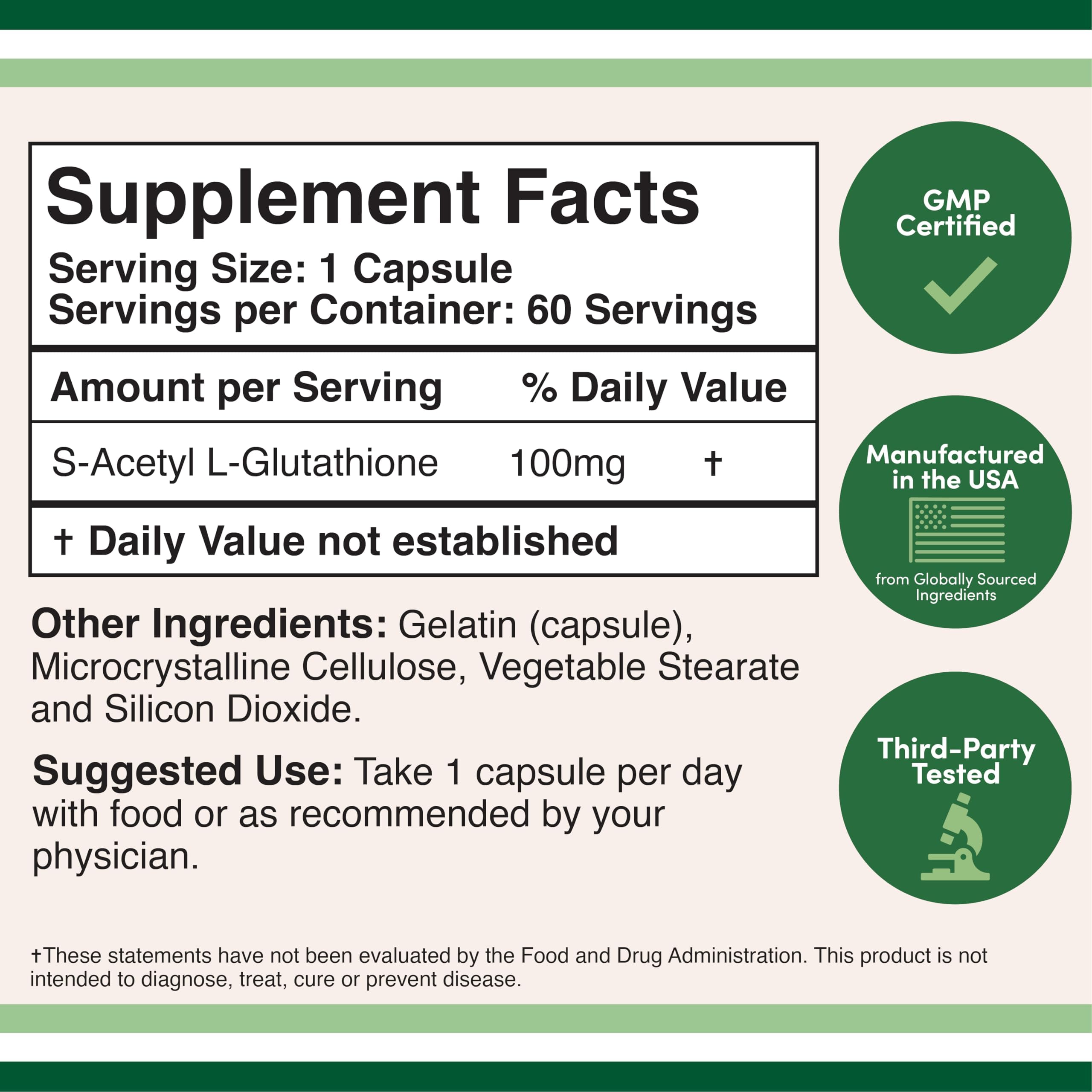 Double Wood S-Acetyl L-Glutathione label close-up highlighting premium antioxidant formula