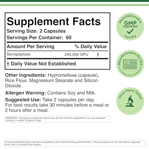 Double Wood Serrapeptase capsules inside view indicate veggie capsules for convenience.