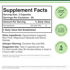 Double Wood Serrapeptase capsules inside view indicate veggie capsules for convenience.