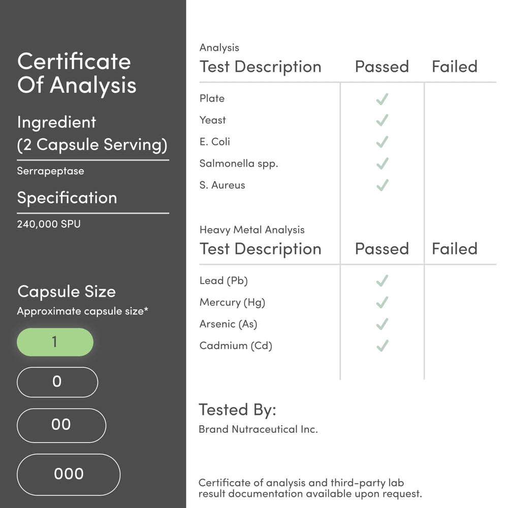 Double Wood Serrapeptase ingredients list emphasizes a clean, vegetarian-friendly formulation.