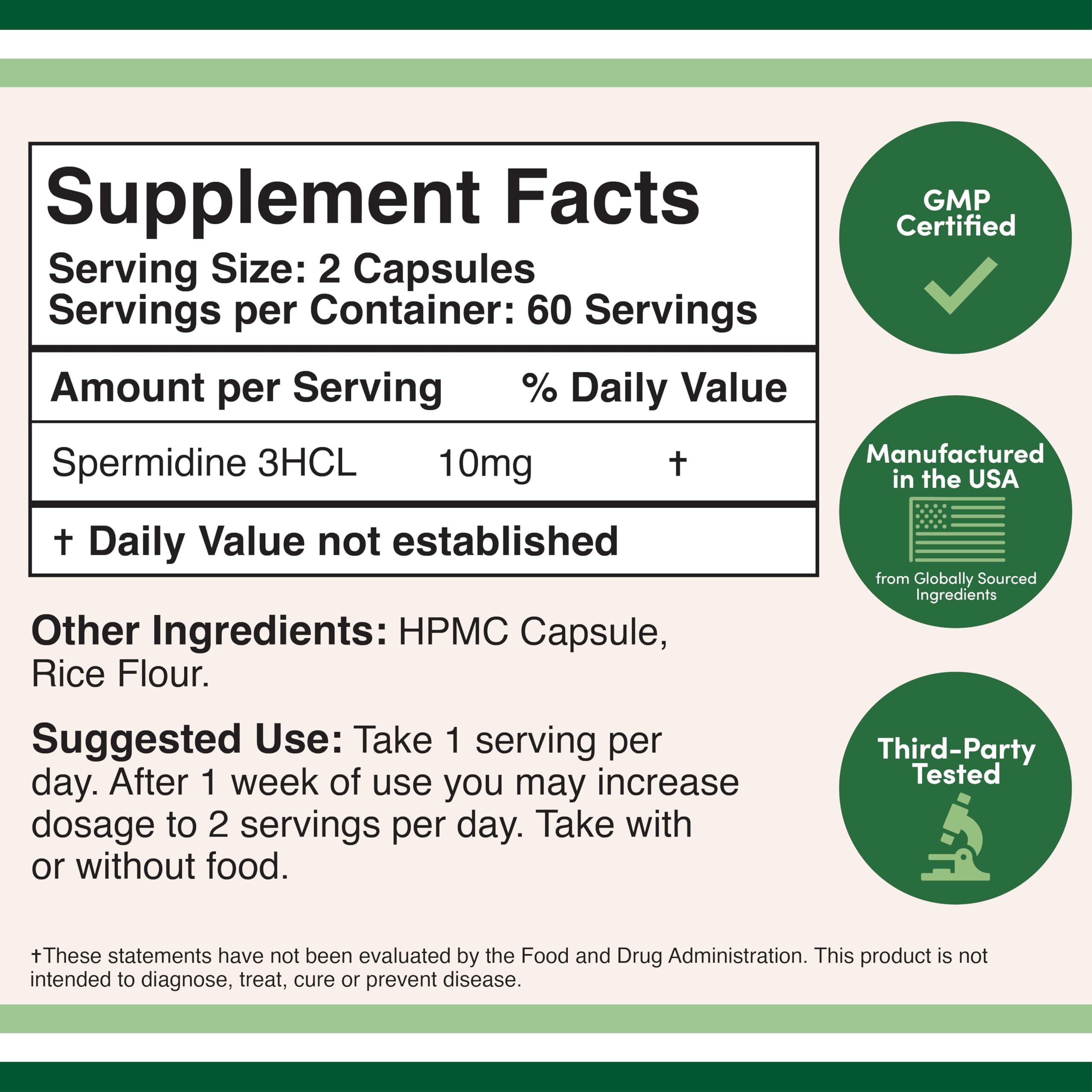 Closeup of Double Wood Spermidine capsules highlights easy daily intake.