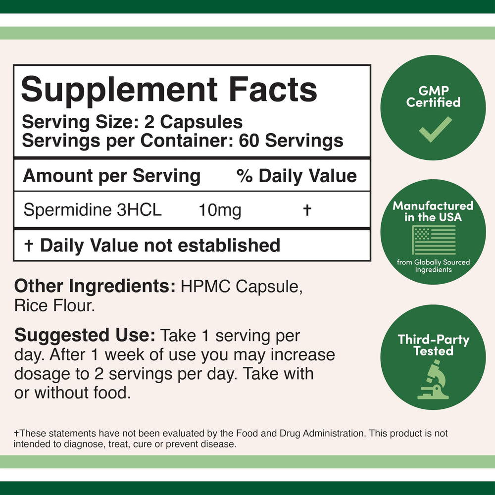 Closeup of Double Wood Spermidine capsules highlights easy daily intake.