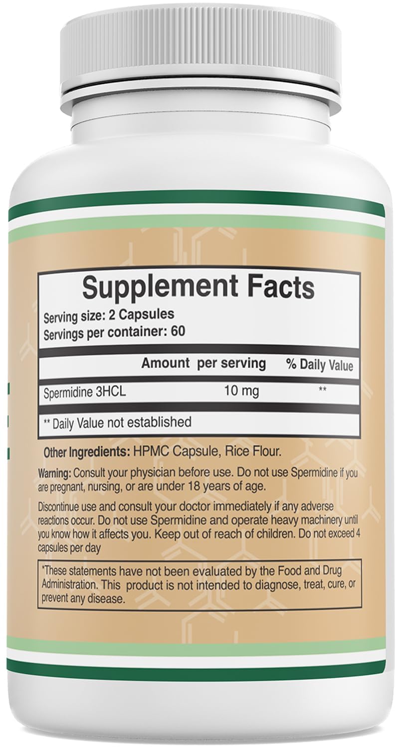 Capsules in hand illustrate convenient daily use of Double Wood Spermidine.