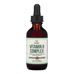 Double Wood Supplements liquid B complex cherry bottle for easy daily energy support.