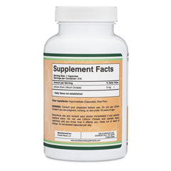 Double Wood Supplements lithium orotate label highlights vegan, non-GMO, gluten-free aspects.