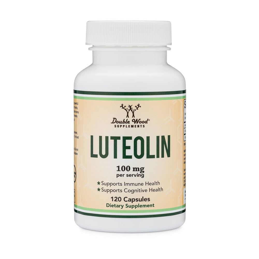 Double Wood luteolin product packaging on shelf with health-forward messaging