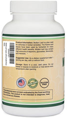 Packaging image of Double Wood Mullein Leaf made in the USA with globally sourced ingredients