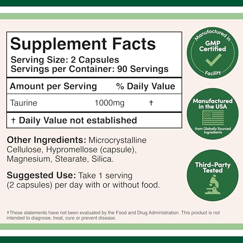 Double Wood Taurine capsules close-up for easy daily supplementation.