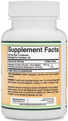 TauroMag patented formula label showing brain-friendly taurine