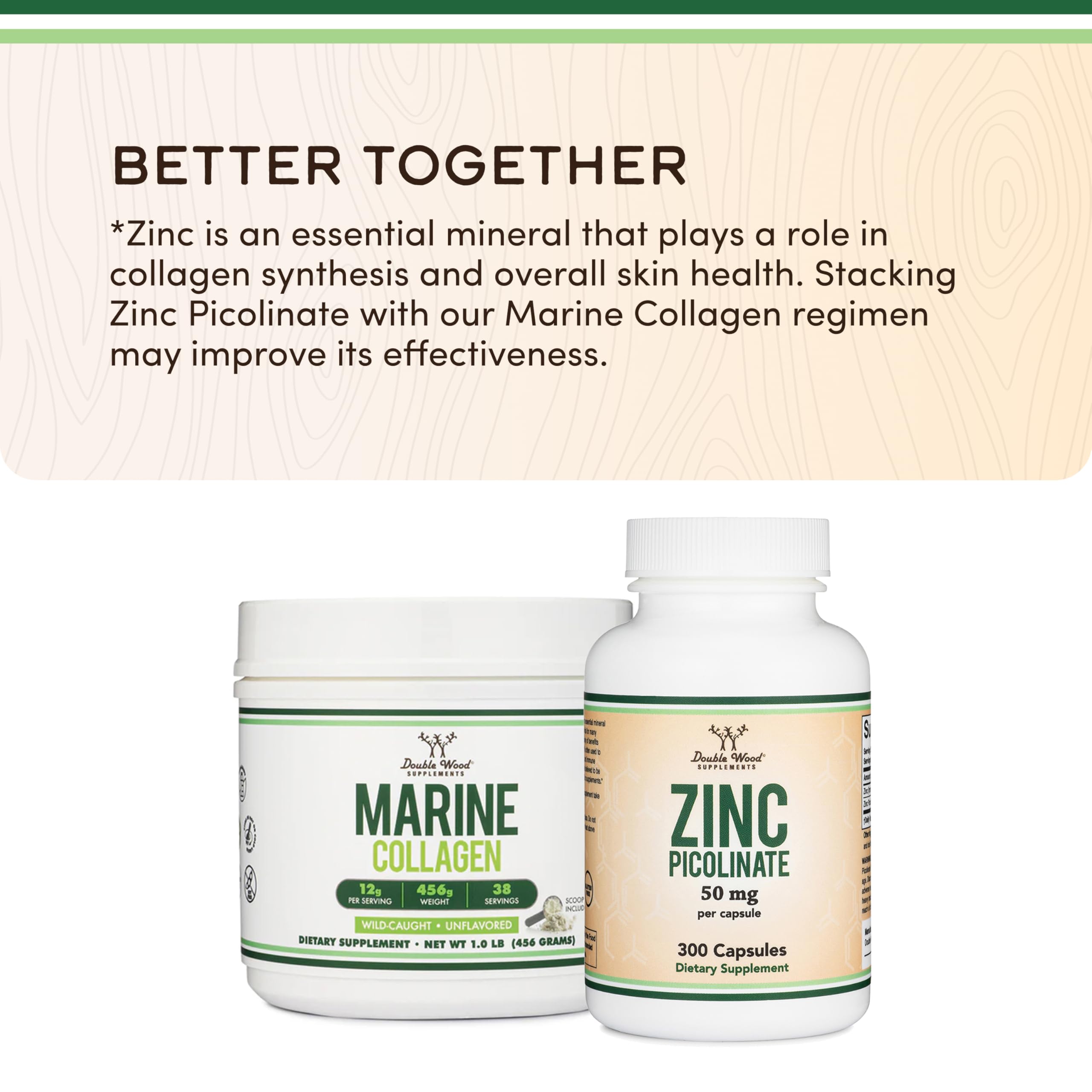 Third-party testing badge visible on the marine collagen jar.