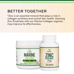 Third-party testing badge visible on the marine collagen jar.