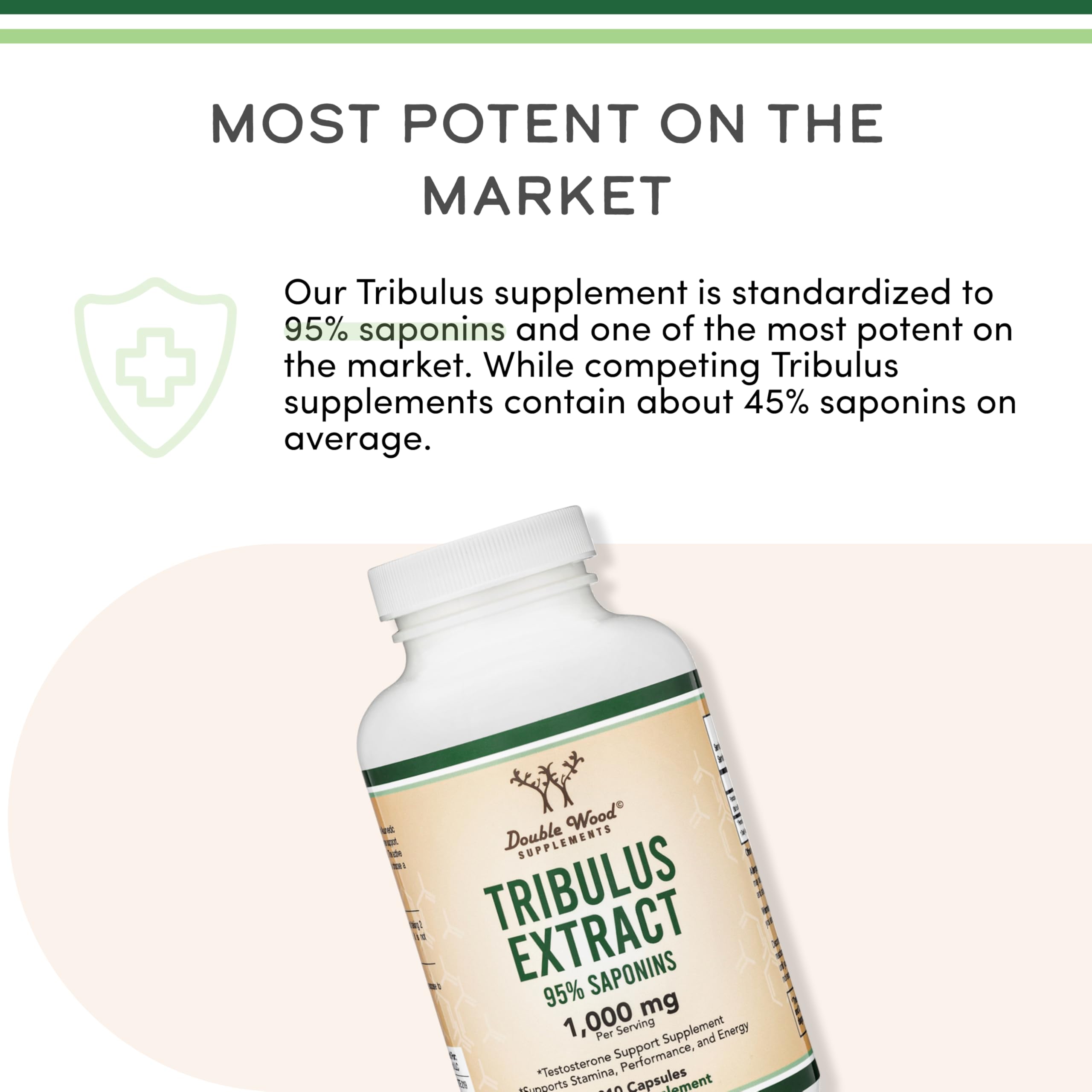 Double Wood Tribulus non-GMO seal emphasizing product integrity