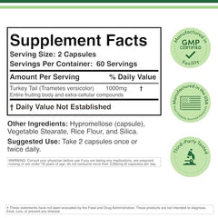 Double Wood Turkey Tail capsules closeup emphasizing antioxidant-rich formula