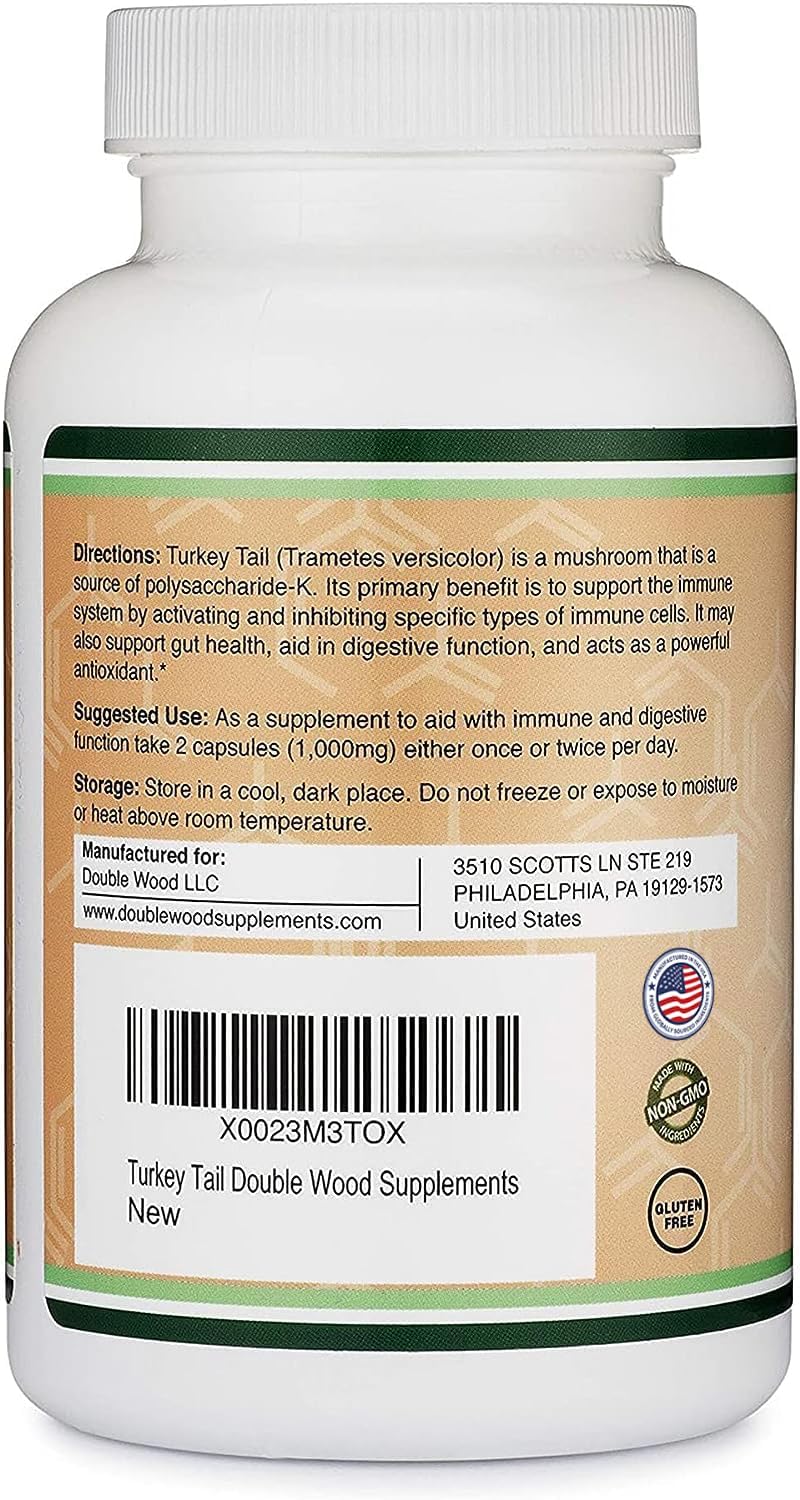 Double Wood Turkey Tail packaging box displayed on counter
