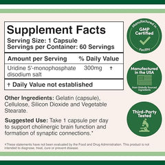 Uridine Monophosphate label highlights brain health support potential.