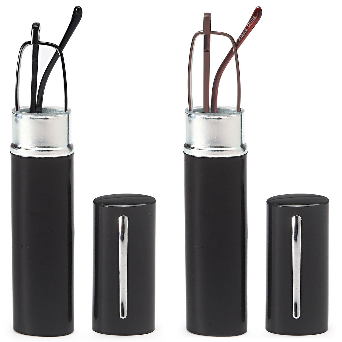 DOUBLETAKE two-pair reading glasses with slim pocket case and pen clip for portable reading