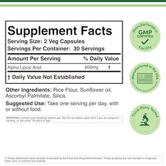 Double Wood Alpha Lipoic Acid capsules close-up highlighting uniform capsules.