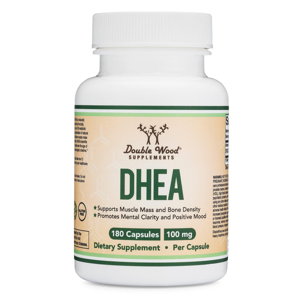 Double Wood DHEA bottle made in the USA for controlled production