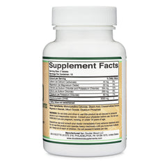 Double Wood DHM1000 back label with third-party testing and gluten-free status