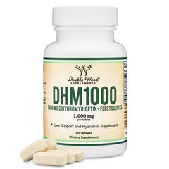 Double Wood DHM1000 bottle front showing 1000mg per tablet for daily wellness
