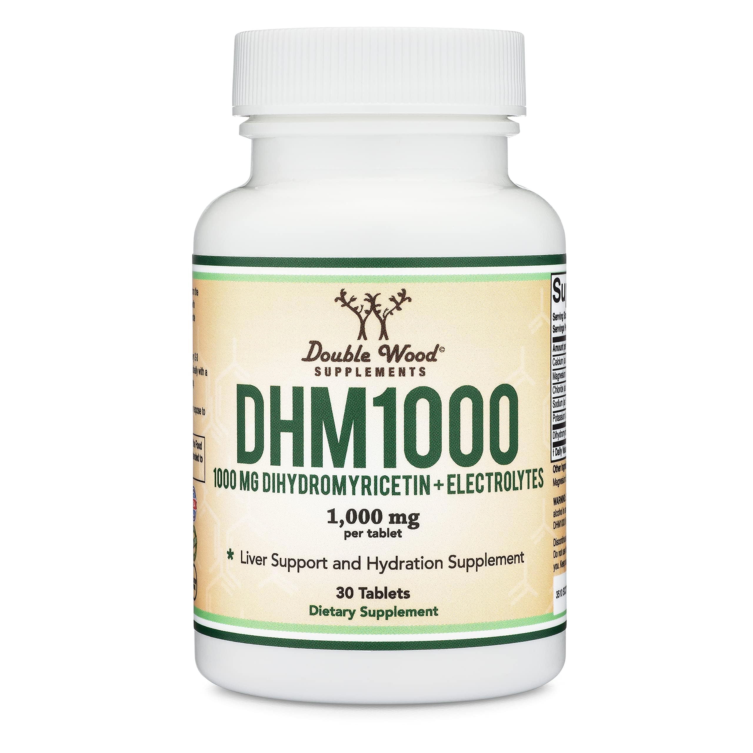 DHM1000 nutrition label emphasizes electrolytes for hydration