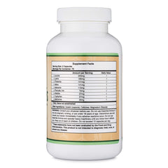 Double Wood Essential Amino Acids bottle label closeup emphasizes quality and ingredient transparency.