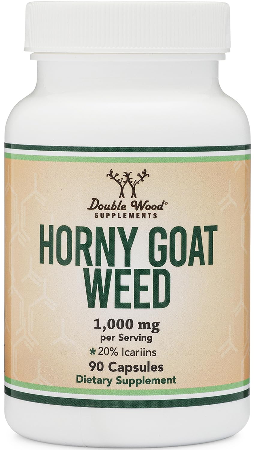 Double Wood Horny Goat Weed with icariins emphasizes consistent active compounds.