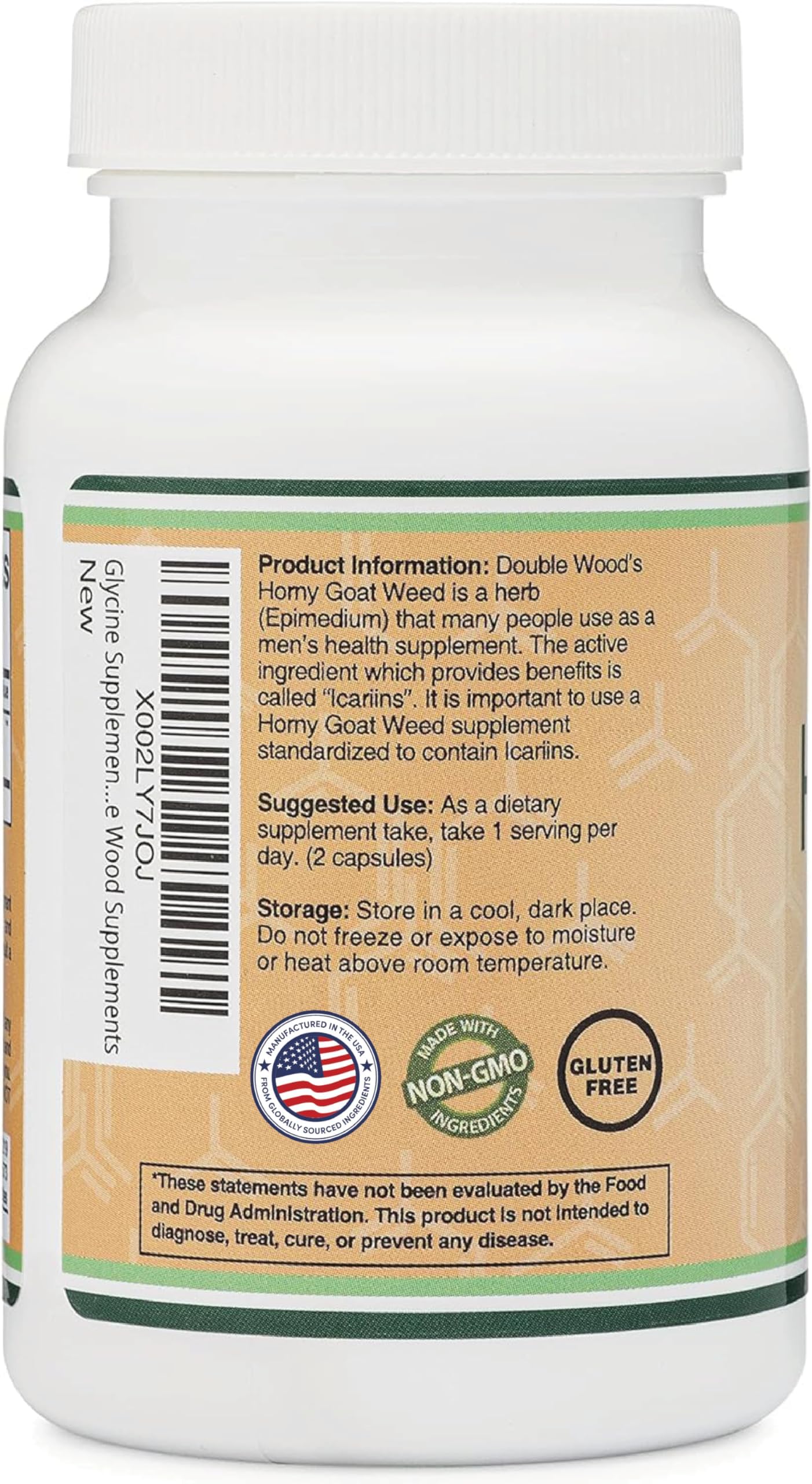 Double Wood Horny Goat Weed product manufactured in the USA with quality checks.
