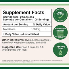Double Wood Monolaurin capsules in a clear bottle for easy daily dosing.