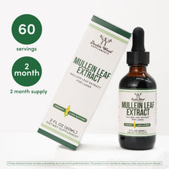 Double Wood Mullein Leaf Drops label emphasizes organic, non-GMO ingredients.